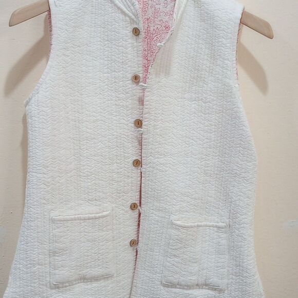 Vintage Handmade Quilted Cotton Reversible Vest - L - Picture 4 of 11